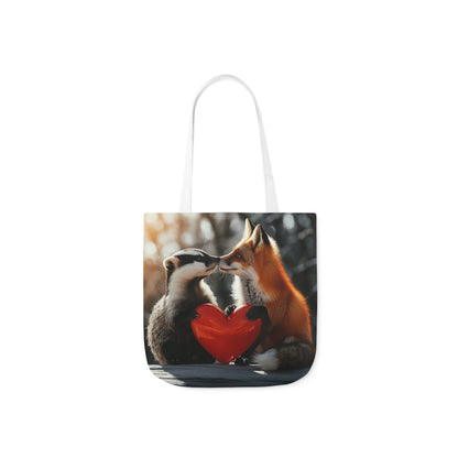 Fox Heart Polyester Canvas Tote Bag (AOP)