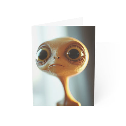 Sad Little Alien Greeting Cards - Set of 1, 10, 30, or 50pcs for All Occasions - USA