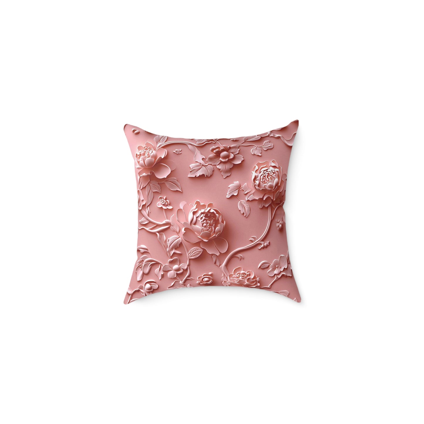 **Pink Vine Chinoiseries - Square Poly Canvas Pillow UK