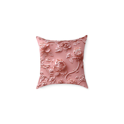 **Pink Vine Chinoiseries - Square Poly Canvas Pillow UK