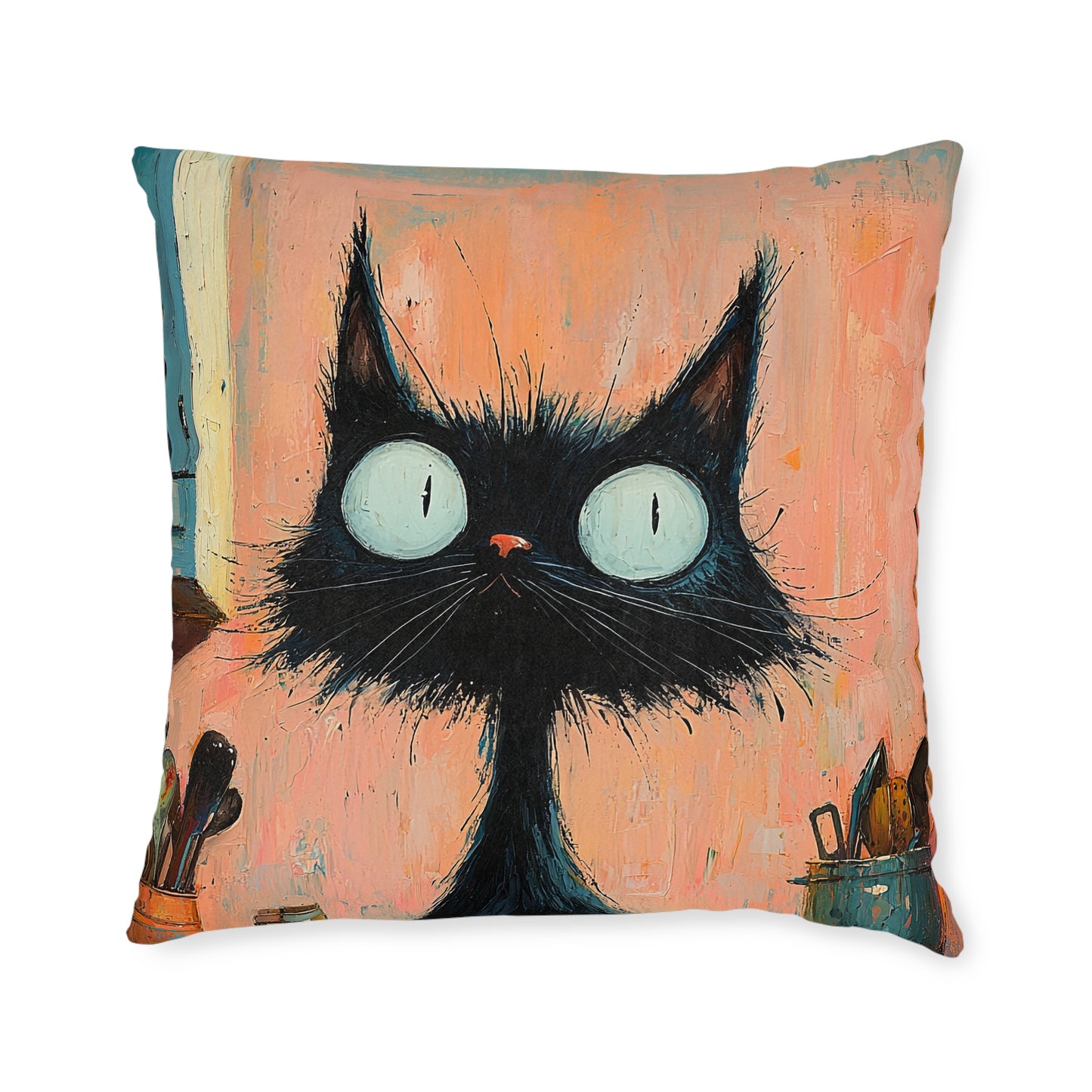 Scruffy Cat 1 -Square Cushion - UK