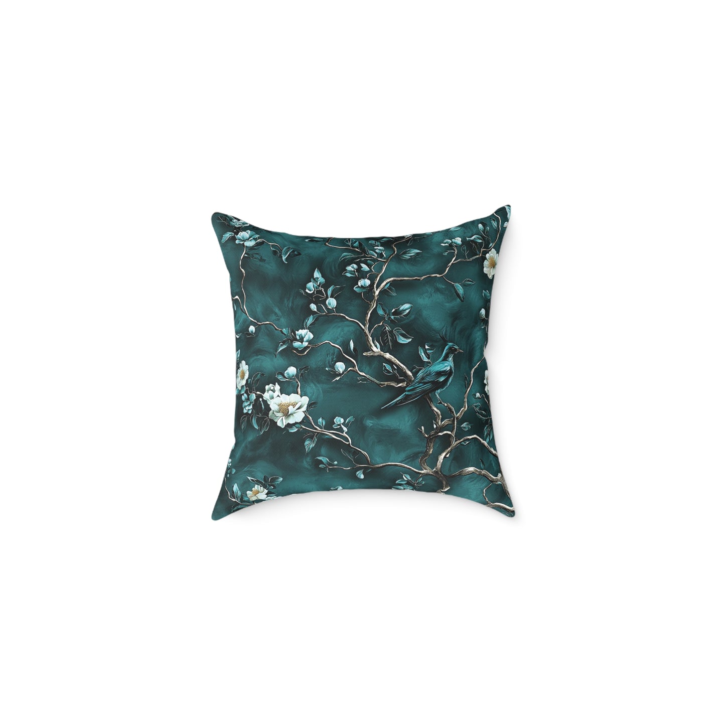 Blue Vine Chinoiseries 2 - Square Poly Canvas Pillow UK