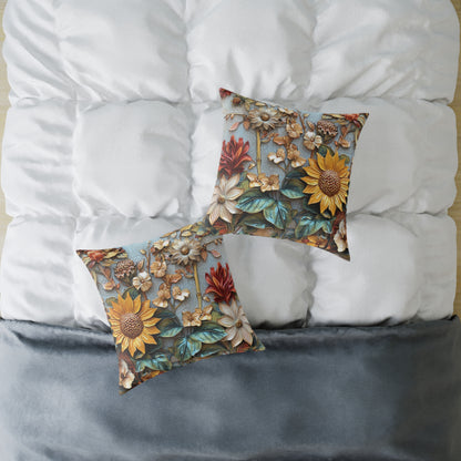 **Flowers 2 Chinoiseries - Square Poly Canvas Pillow UK