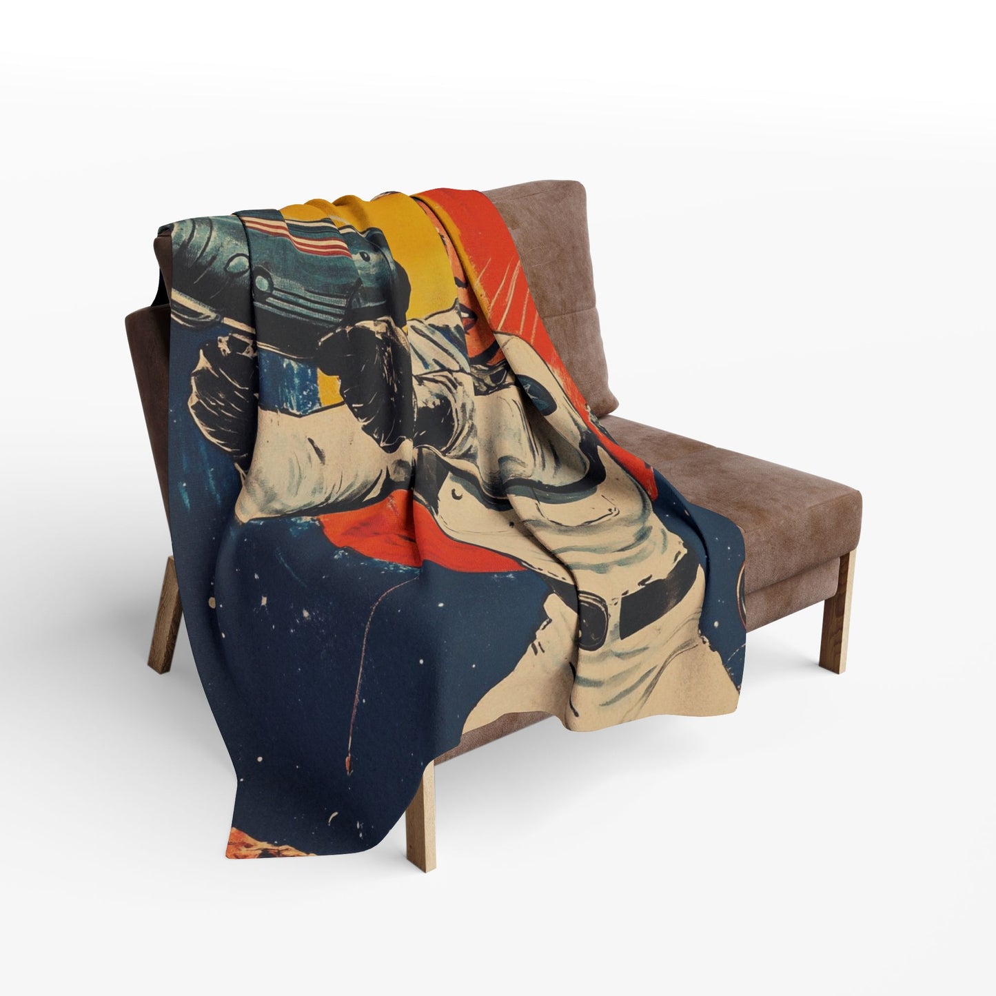 Retro Space Adventure Fleece Blanket 5 - Cosy Gift for Sci-Fi Lovers UK