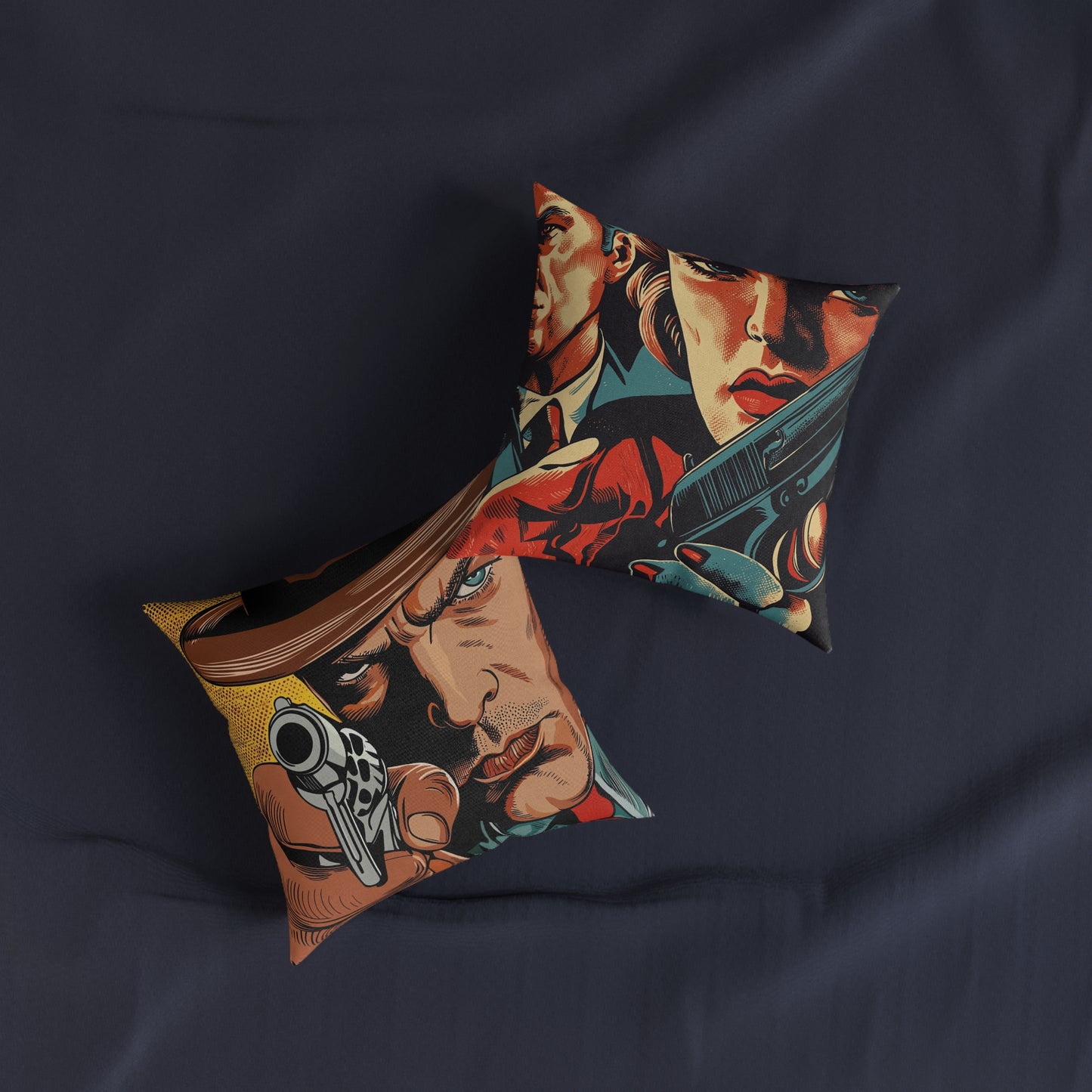 1940s Gangster Comic - Square Cushion - Gangster Home Decor UK