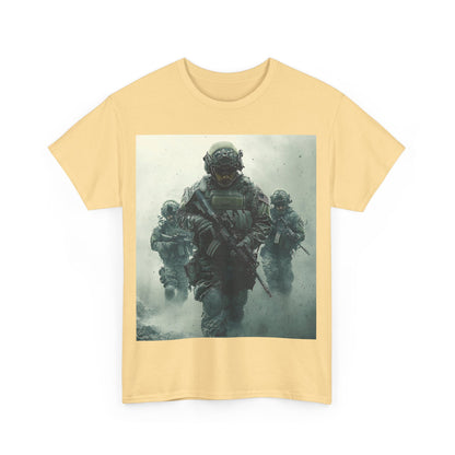 Heavy Cotton Tee - Military Action Print Tee UK