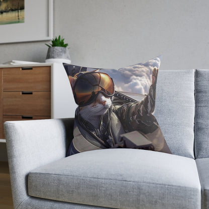Top Gun Cat - Square Pillow - UK