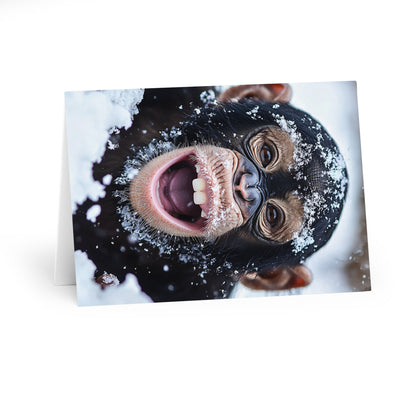 Monkey in The Snow - Blank Card (5 Pack) UK