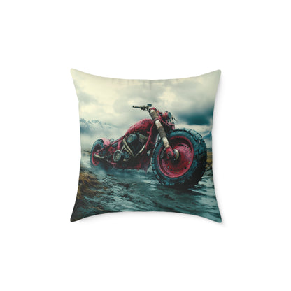 Apocalyptic Motorcycle - Square Poly Canvas Pillow UK