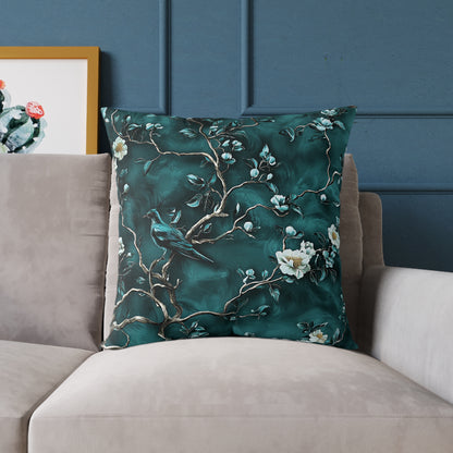 Blue Vine Chinoiseries 2 - Square Poly Canvas Pillow UK