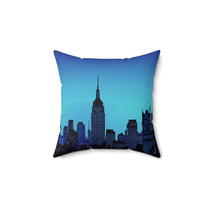 Night Cityscape - Spun Polyester Square Pillow - USA