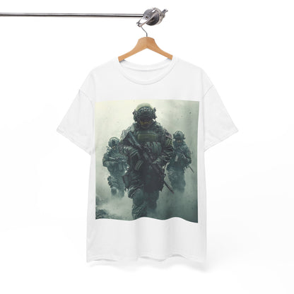 Heavy Cotton Tee - Military Action Print Tee UK