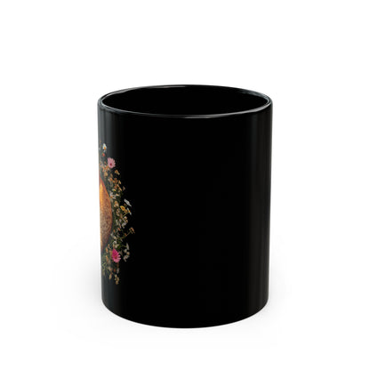 Floral Fox #1 - 11oz Black Mug