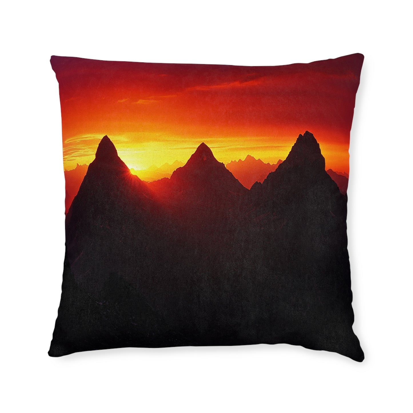 Sundown Over The Peaks - Square Pillow - UK