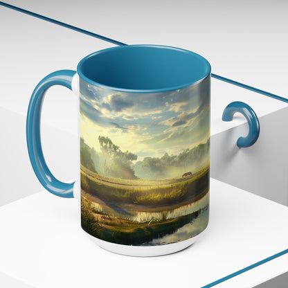 Countryside Scene - Two-Tone Coffee Mugs, 15oz USA