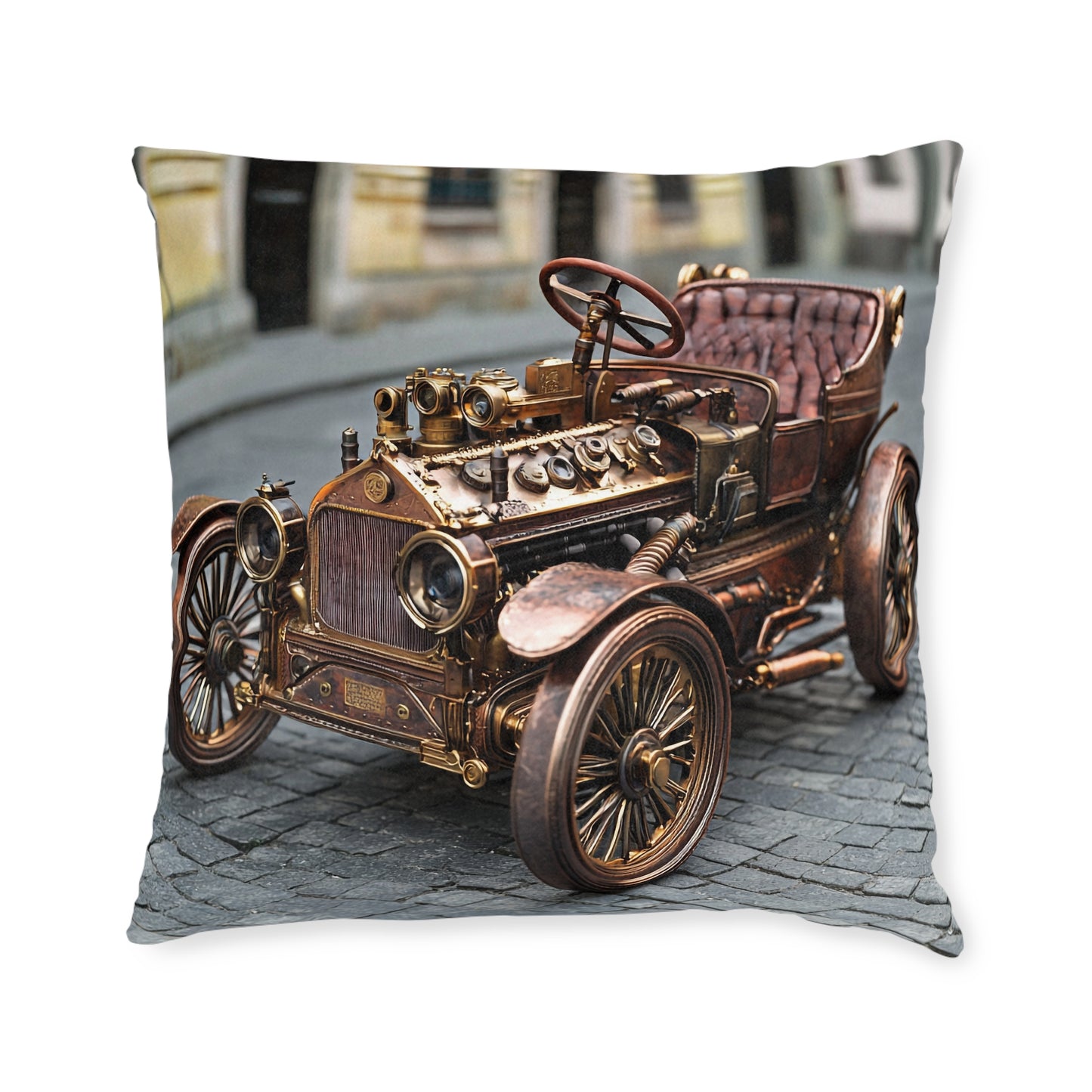 Industrial-Style Car 3 - Square Cushion - Steampunk Home Decor UK