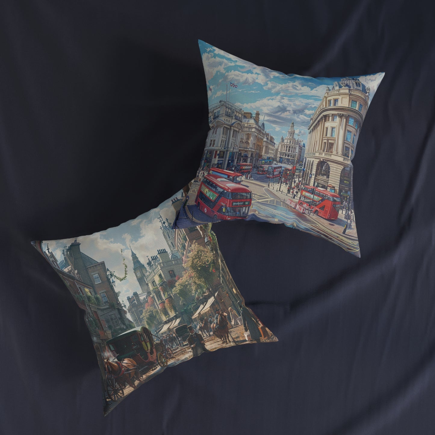 London Then and Now 2 - Square Pillow - UK