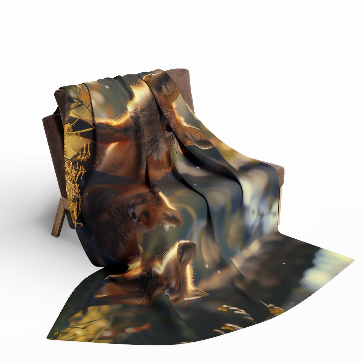 Mother Fox With Cubs Fleece Blanket - UK