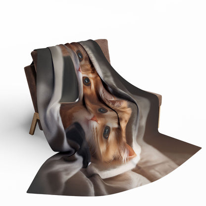 Cute Kittens in Bed With Mobile Phones - Arctic Fleece Blanket - UK