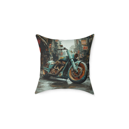 Apocalyptic Motorcycle 2 - Square Poly Canvas Pillow UK
