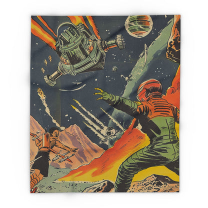 Retro Space Adventure Fleece Blanket - Cosy Gift for Sci-Fi Lovers UK