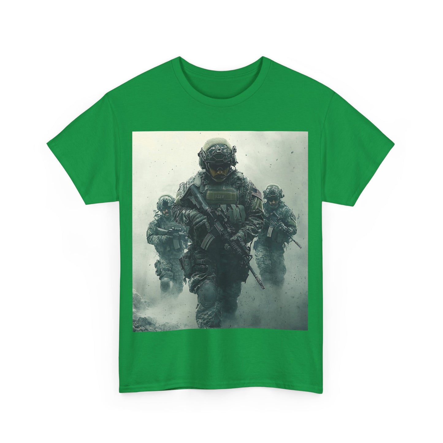 Heavy Cotton Tee - Military Action Print Tee UK