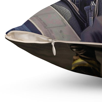 Top Gun Cat - Spun Polyester Square Pillow - USA