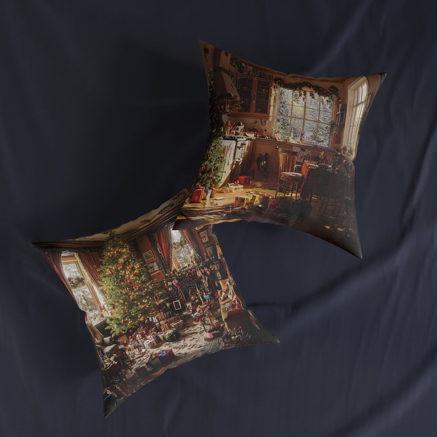 Cosy Christmas Square Pillow - Festive Home Decor UK