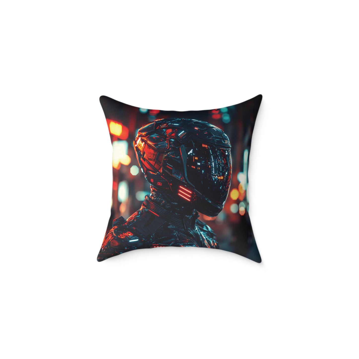 Cyber Biker 1 - Square Poly Canvas Pillow UK