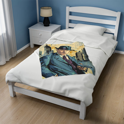 1950s Gangster Comic Cover - Velveteen Plush Blanket USA