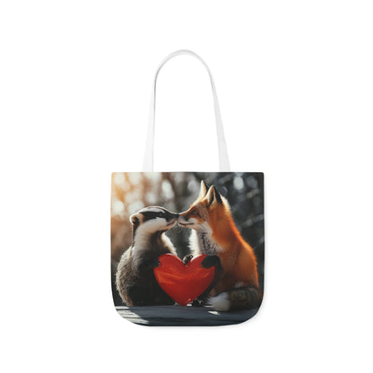 Fox Heart Polyester Canvas Tote Bag (AOP)