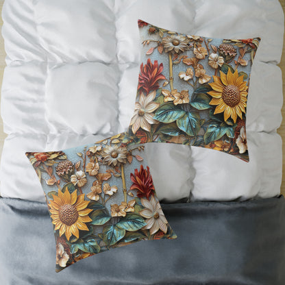 **Flowers 2 Chinoiseries - Square Poly Canvas Pillow UK