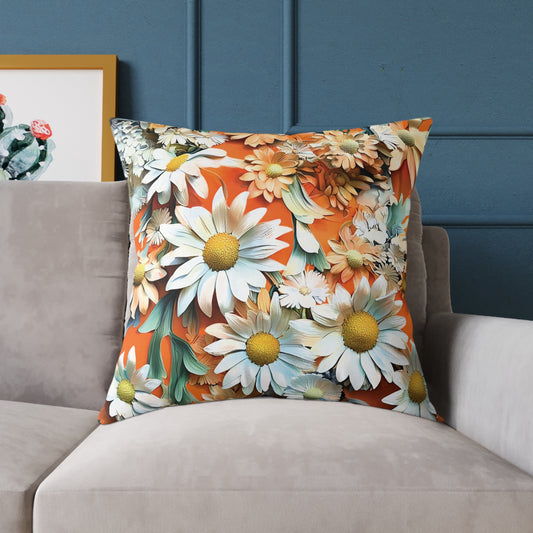 **Daisy Chinoiseries - Square Poly Canvas Pillow UK