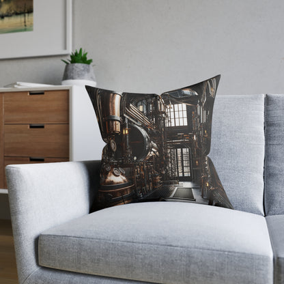 Industrial-Style Square Cushion - Steampunk Home Decor UK