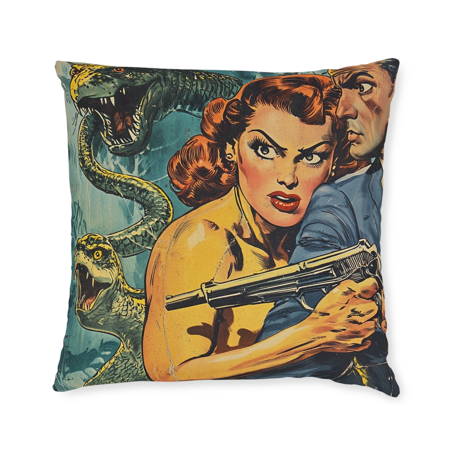 1950's Space Comic 2 - Square Cushion - Space Home Decor UK