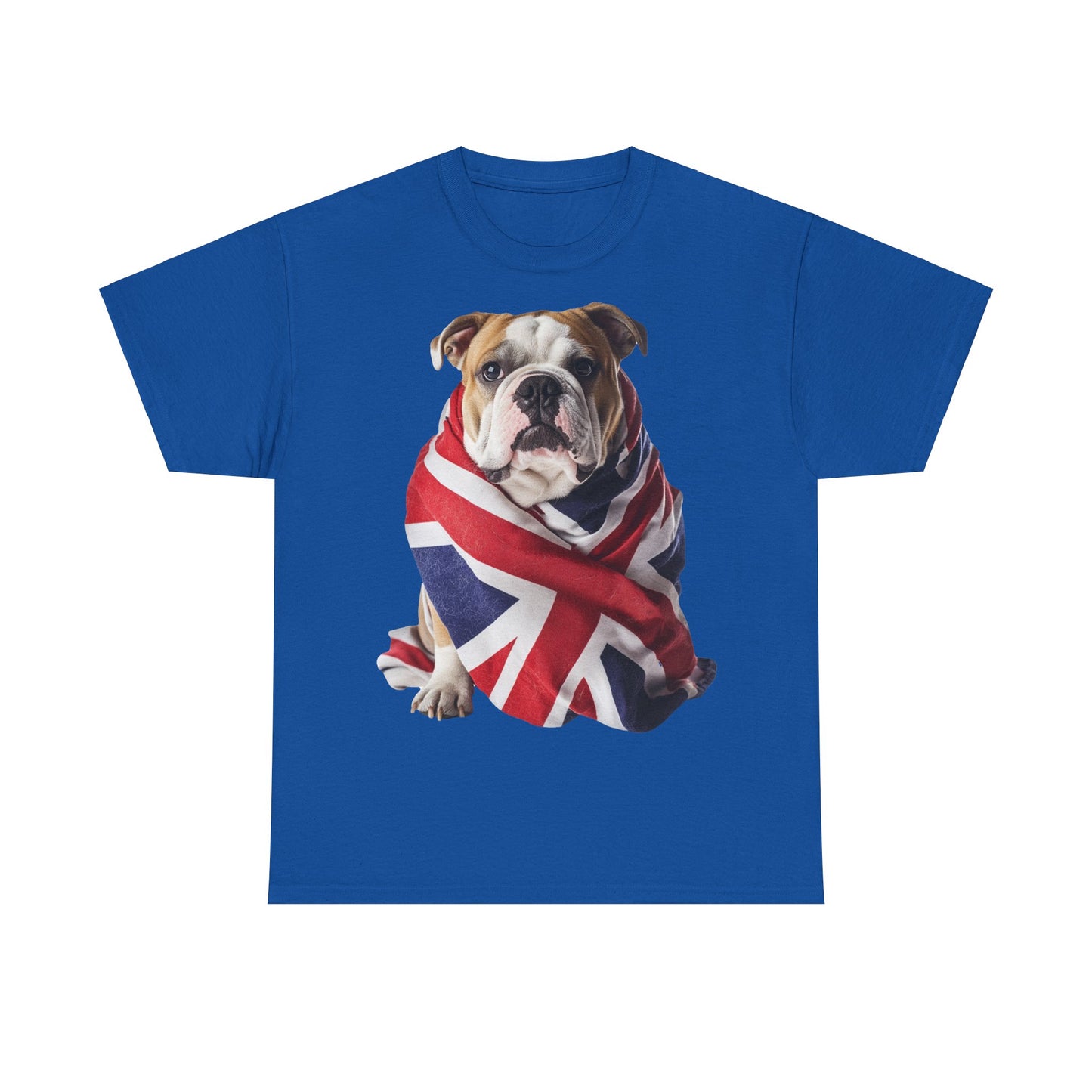 British Bulldog In Union Jack - Unisex Heavy Cotton Tee - Cute Dog Lover Gift UK
