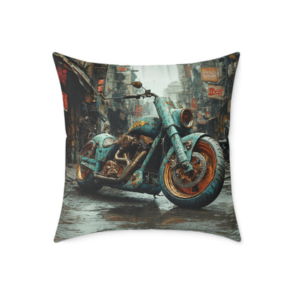 Apocalyptic Motorcycle 2 - Square Poly Canvas Pillow UK