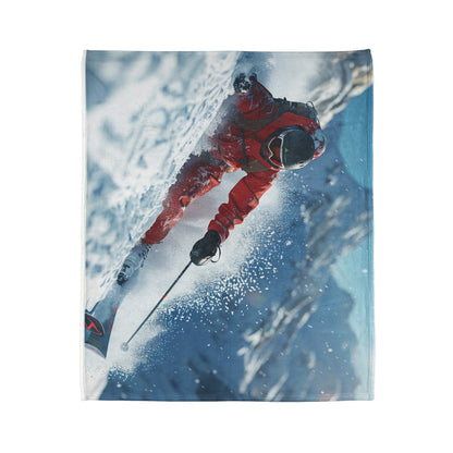 Downhill Skier #4 - Soft Polyester Blanket