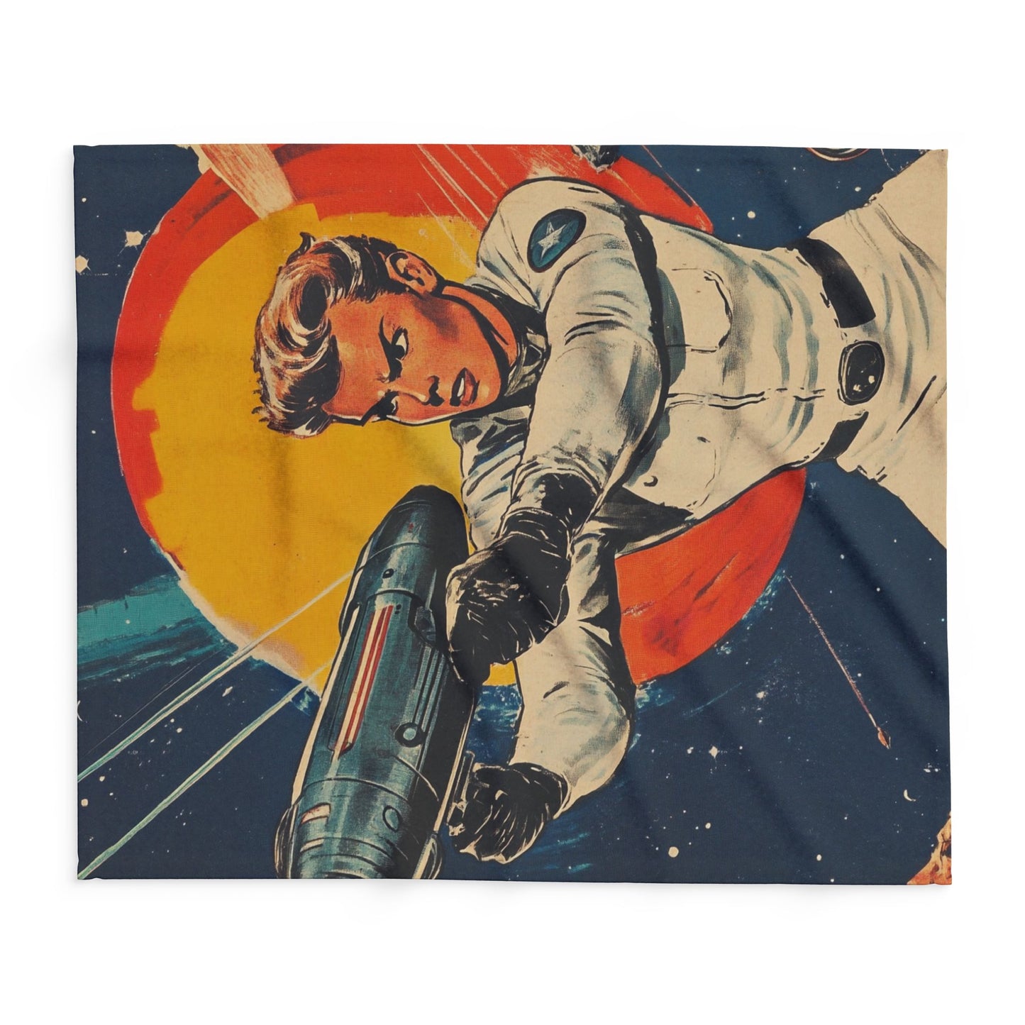 Retro Space Adventure Fleece Blanket 5 - Cosy Gift for Sci-Fi Lovers UK