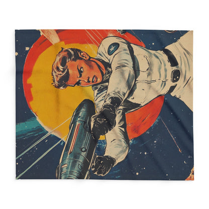 Retro Space Adventure Fleece Blanket 5 - Cosy Gift for Sci-Fi Lovers UK
