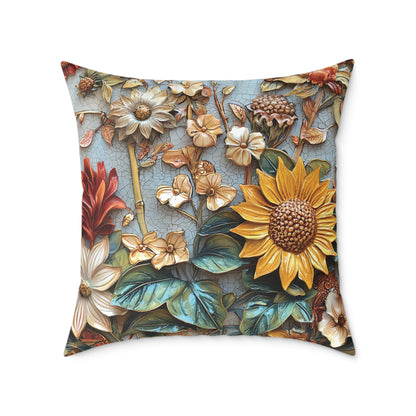 **Flowers 2 Chinoiseries - Square Poly Canvas Pillow UK