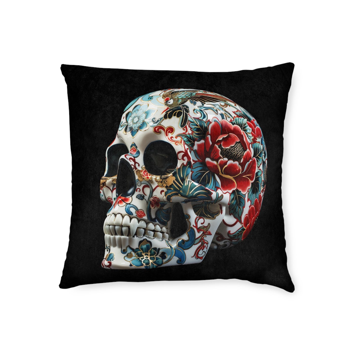 Floral Skull - Square Pillow - UK