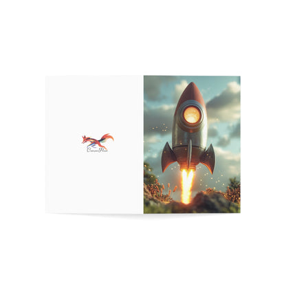 Rocket Ship Greeting Cards - Set of 1, 10, 30, or 50pcs for All Occasions - USA