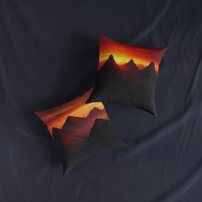 Sundown Over The Peaks - Square Pillow - UK