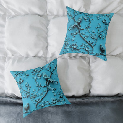 **Blue Vine Chinoiseries - Square Poly Canvas Pillow UK