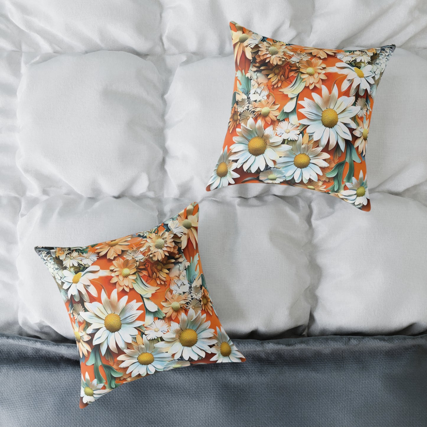 **Daisy Chinoiseries - Square Poly Canvas Pillow UK