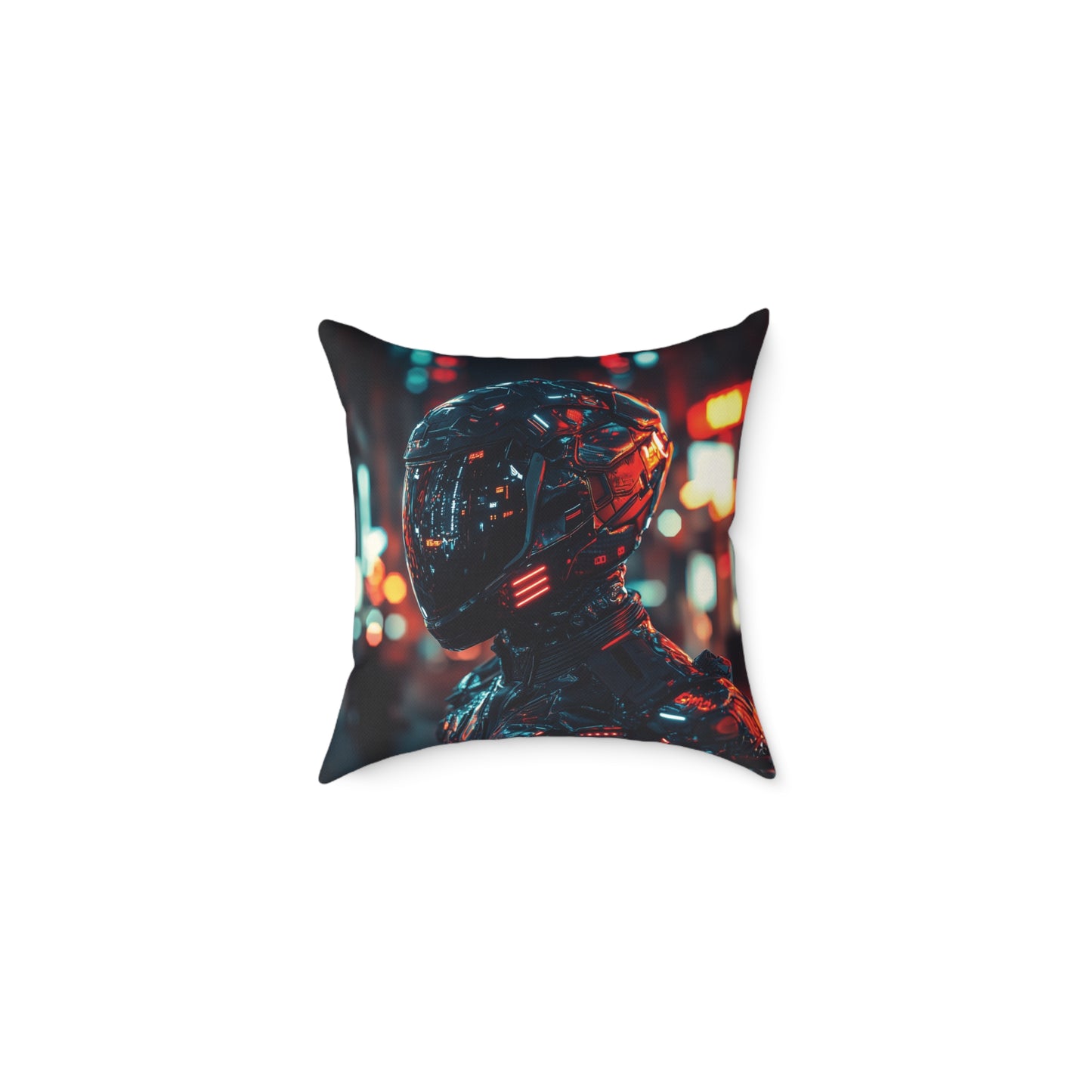 Cyber Biker 1 - Square Poly Canvas Pillow UK