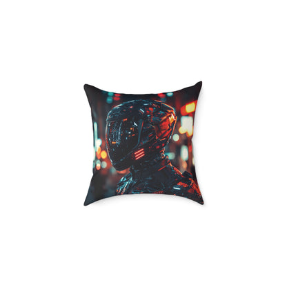 Cyber Biker 1 - Square Poly Canvas Pillow UK