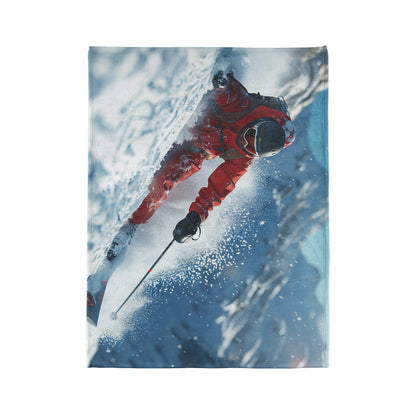 Downhill Skier #4 - Soft Polyester Blanket