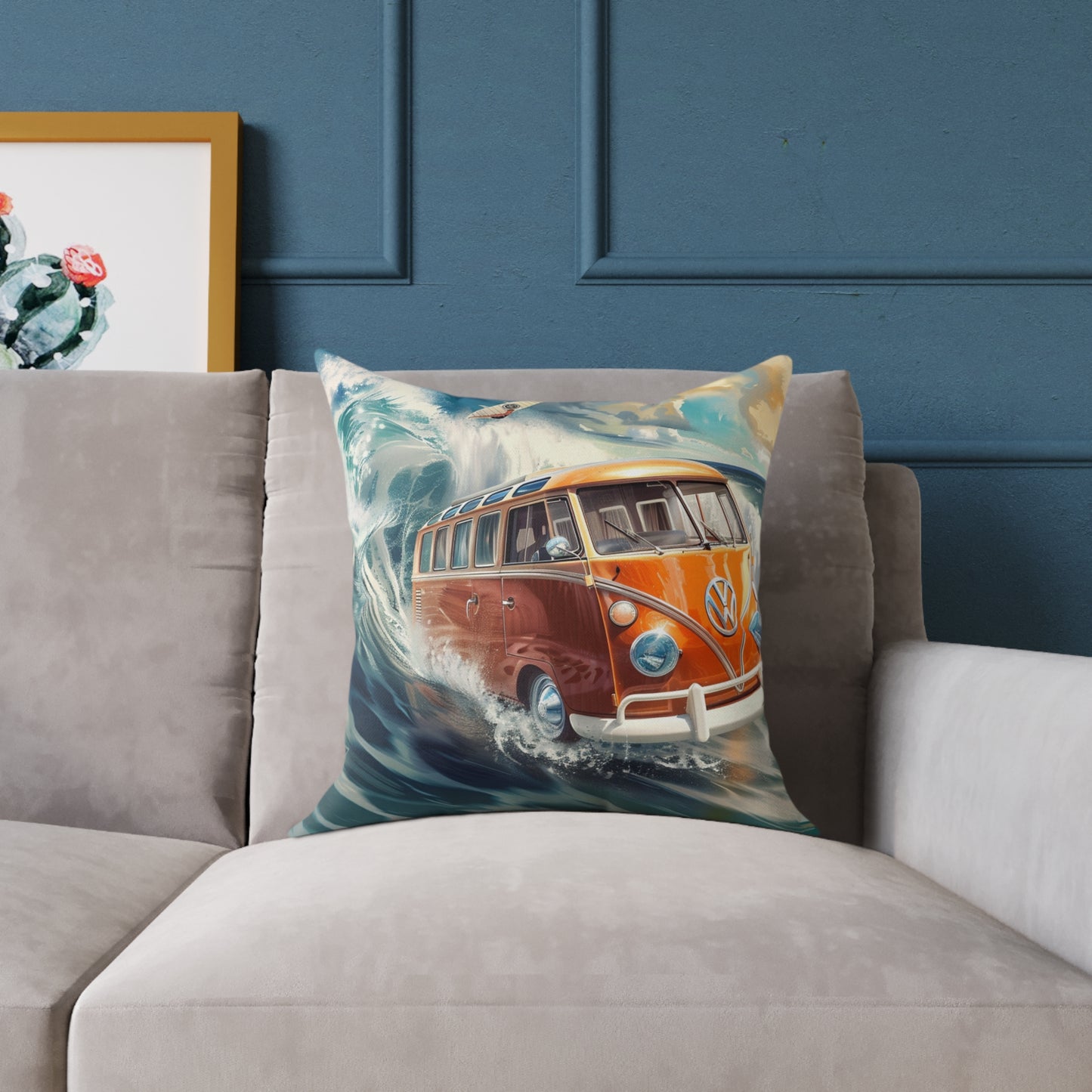 Surf Wagon - Square Poly Canvas Pillow - Australia
